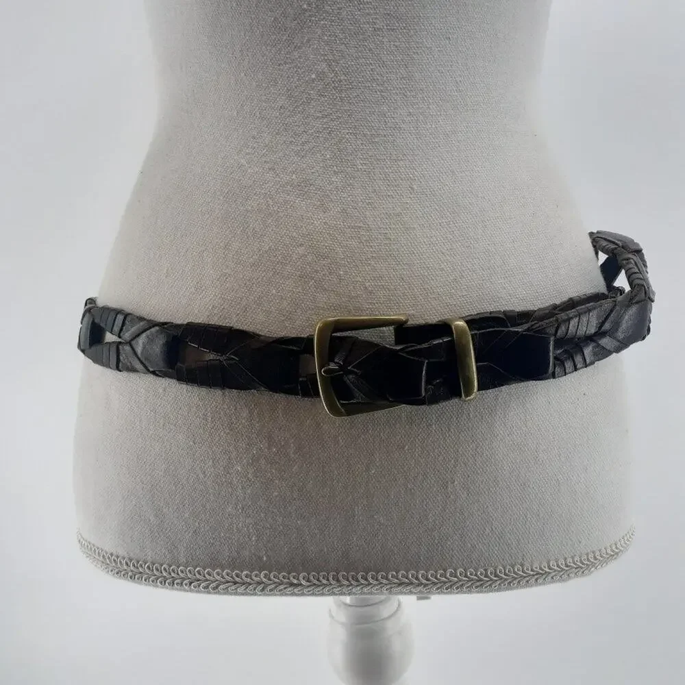Fossil Men's Genuine Leather Links Gold Tone Buckle Solid Brass Single Prong